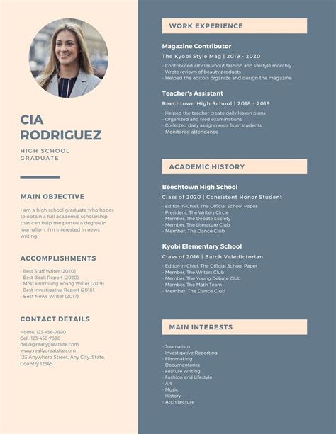 Scholarship Resume Format