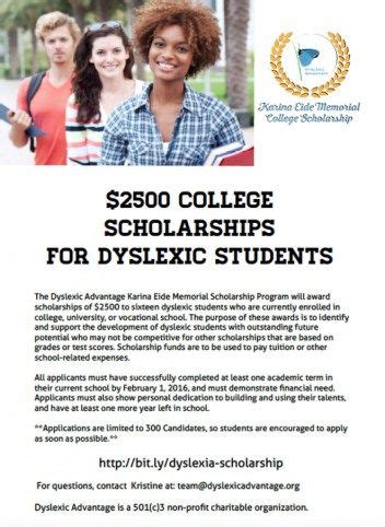 scholarships and grants for dyslexia