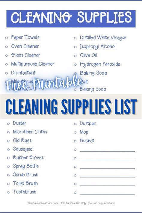 School Cleaning Supplies List
