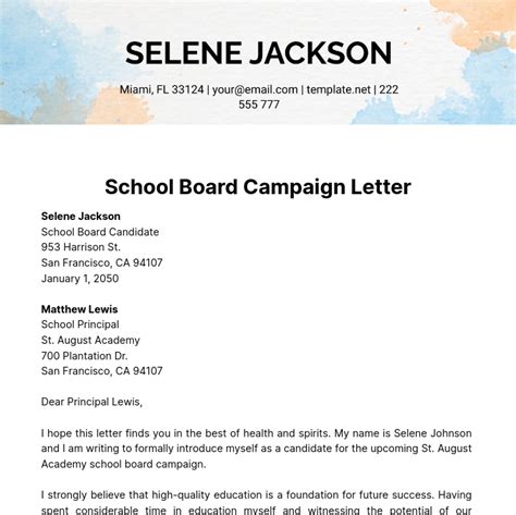 school board campaign letters