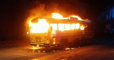 school bus catches fire today