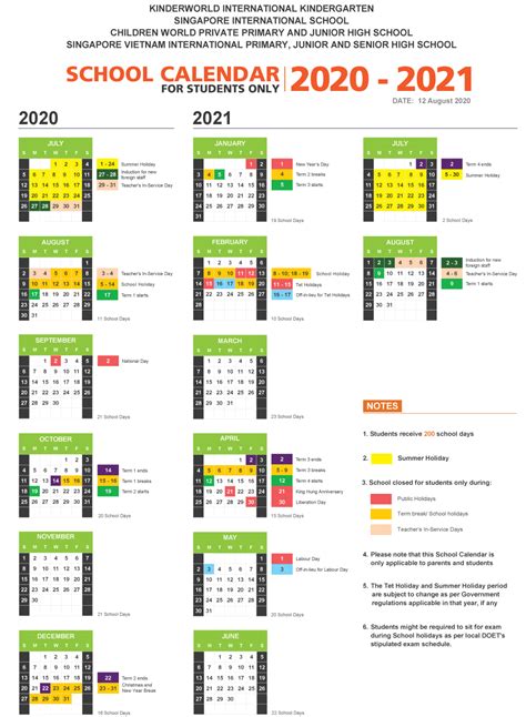 school calendar 2020 2021