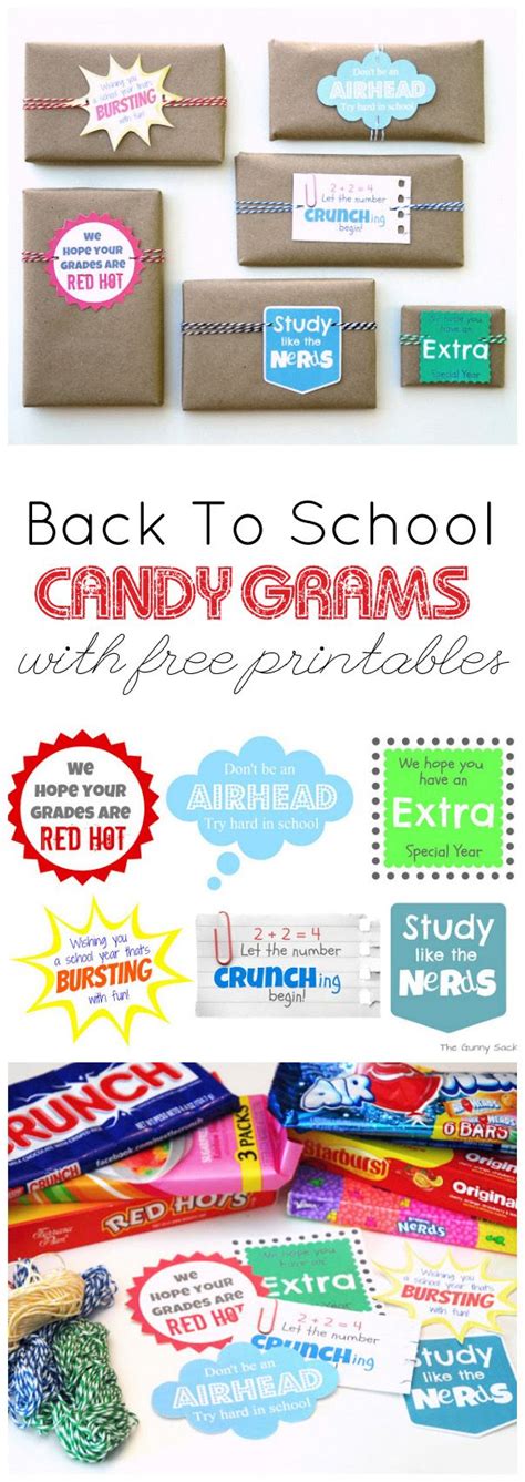 School Candy Gram Printables