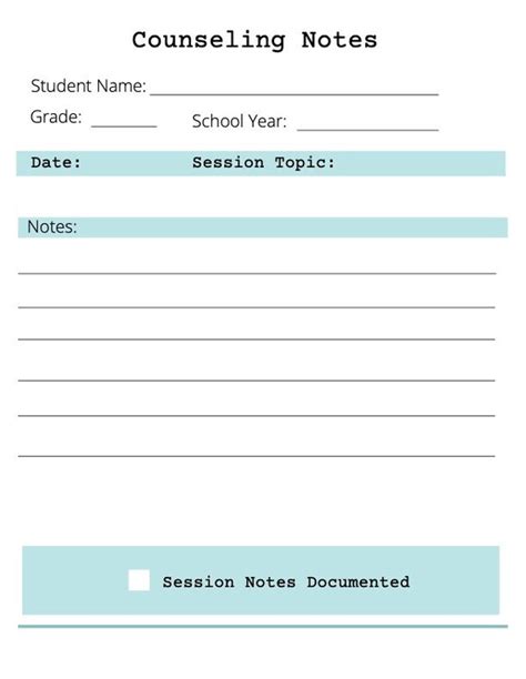 school counselor documentation template
