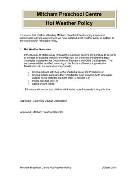 school hot weather policy
