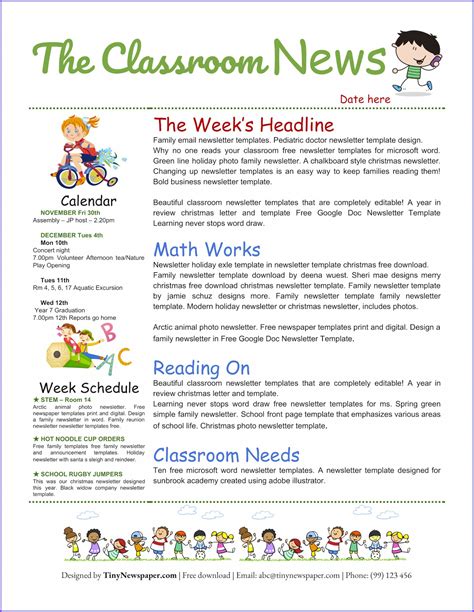 school newsletter templates word