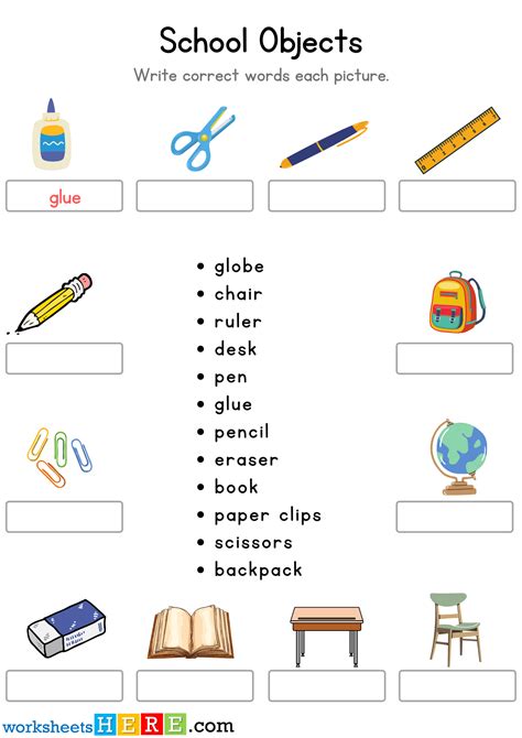 School Objects Worksheet For Kindergarten