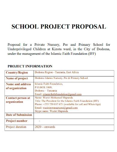 school project proposal template