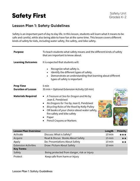 School Safety Lesson Plans