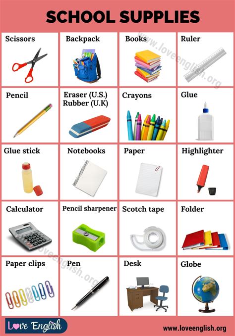 School Supplies Examples