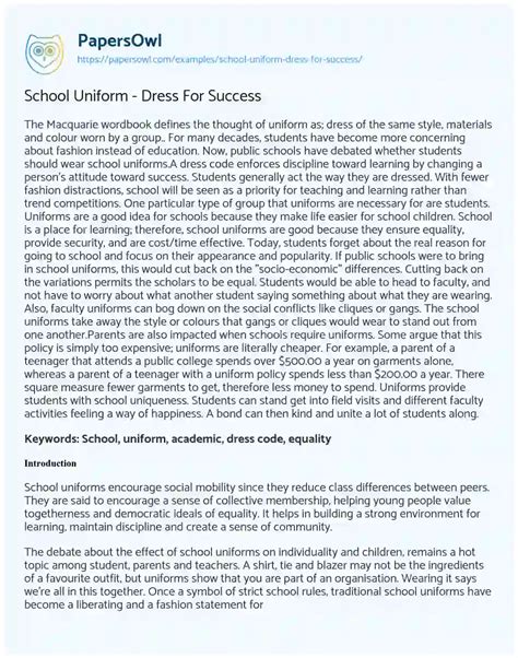 School Uniform Introduction Paragraph