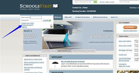 schoolsfirst federal credit union login page