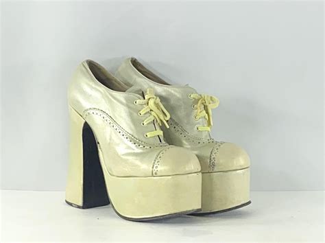 Women 70s Fancy Dress Disco Party Footwear Ladies Platform Heel Shoes