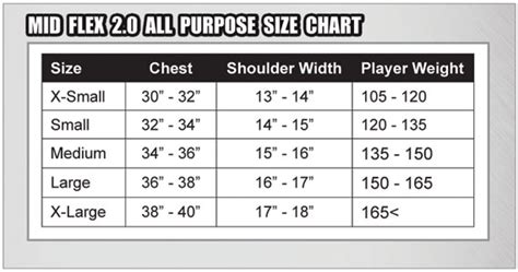 Schutt Shoulder Pad Size Chart