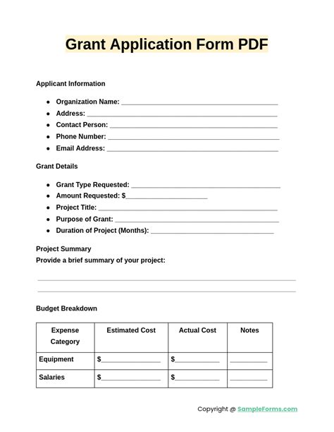 Schwab Grant Application Template