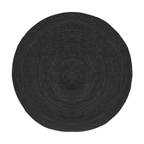 Handgewebter schwarzer JuteTeppich mit geometrischem Muster, 150 x 240 cm