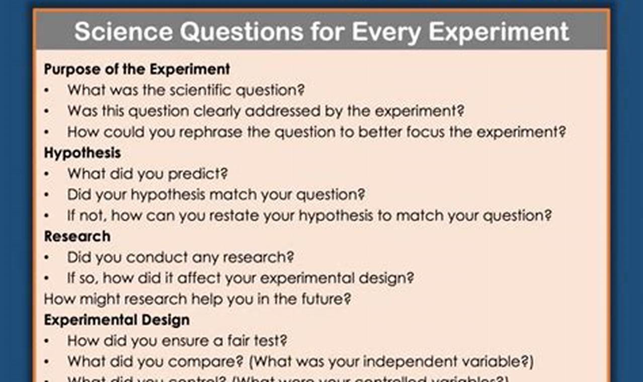 science experiment questions for middle school