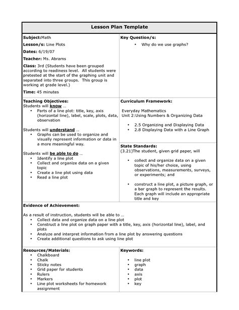 science and math lesson plan template