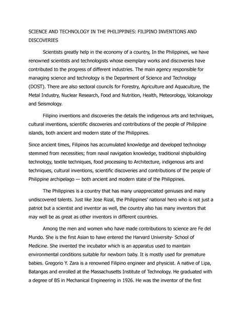 science and technology feature writing examples tagalog