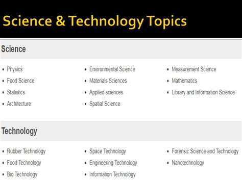 science and technology topics for presentation