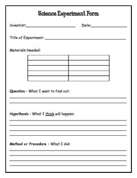 Design Your Own Experiment Worksheet