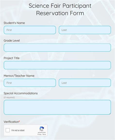 science fair registration form template