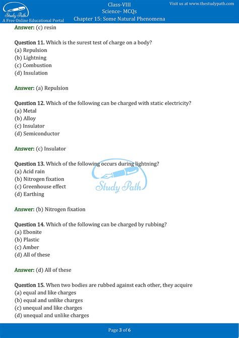 science quiz questions for class 8 with answers