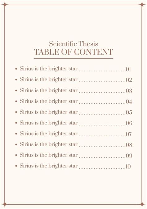 Science Table Of Contents