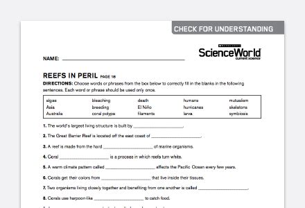 science world worksheet answers