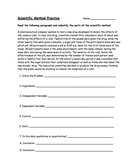 scientific method practice worksheet pdf