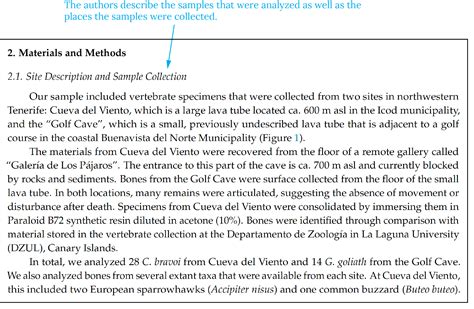 scientific paper method section example