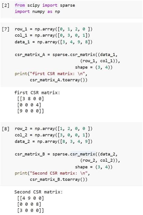 scipy sparse matrix example