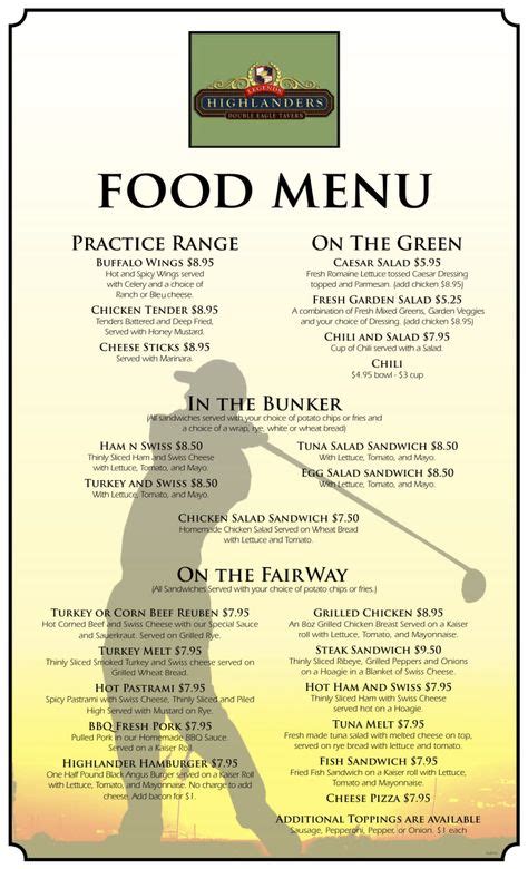 Scobey Golf Course Menu