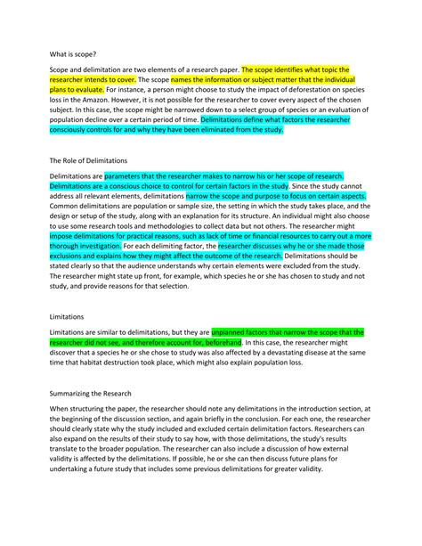 scope of the study in research example