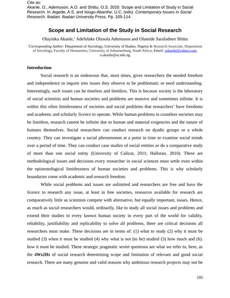 scope of the study sample pdf quantitative