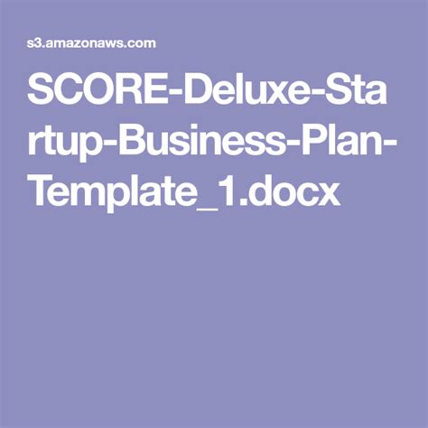score business plan template for a startup business