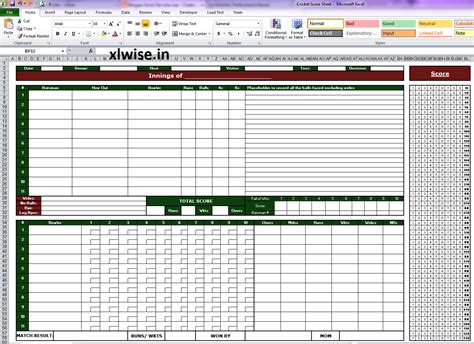 Score Sheet In Excel