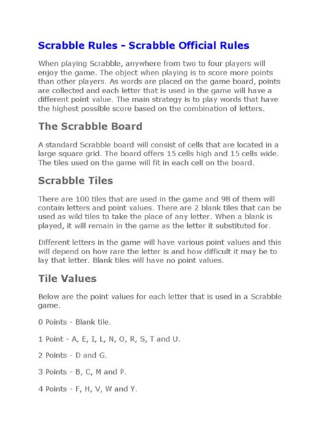 Scrabble Rules For Dummies