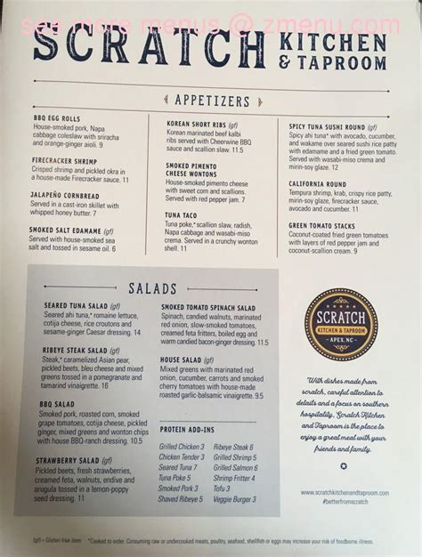 scratch kitchen & taproom menu