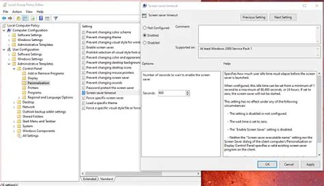 screen timeout in group policy