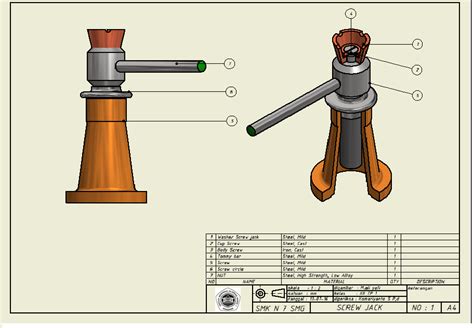 screw jack assembly 3d drawing