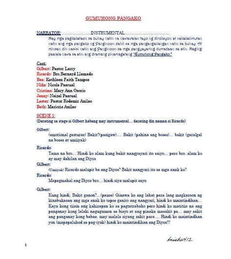script example for students tagalog