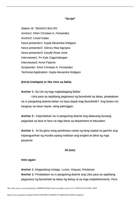 script examples for students tagalog