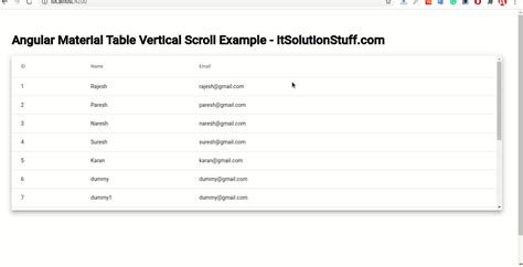 Scroll Bar In Angular Material Table