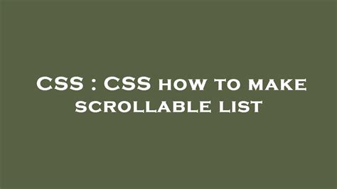 Scrollable List Css