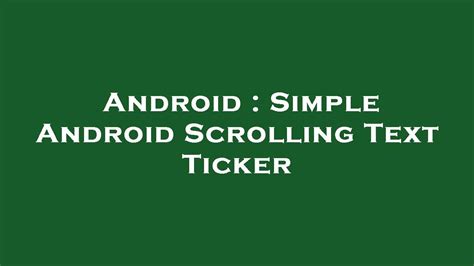 Scrolling Textview Ticker In Android