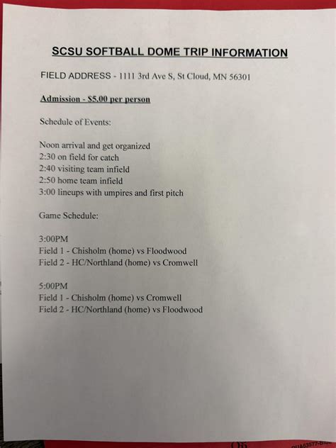 scsu softball schedule 2025