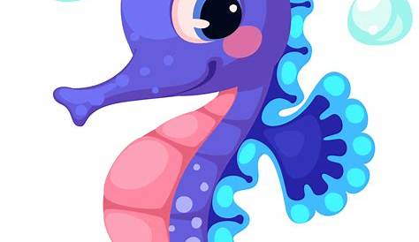 Cute seahorse cartoon Royalty Free Vector Image