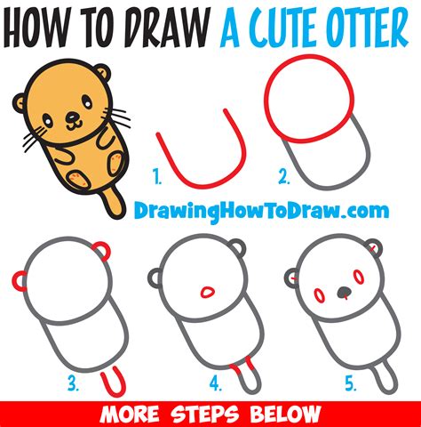 How to Draw an Otter printable step by step drawing sheet