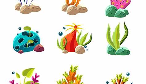 Free Vector Underwater plants in cartoon vector style
